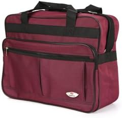 Fashion Essentials -Two pocket front Velcro handle binding Cargo Holdall Duffle Bag (burgundy)