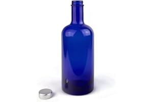 BELLEROFONTE Bottiglia modello GIN in Vetro Blu solarizzata per Acqua 750 ml con tappo