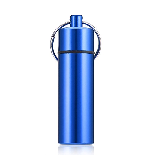 HONGIGI Mini Forme de Pilule imperméable à l'eau Portable en Alliage d'aluminium boîte à pilules Contenant du médicament Contre la Drogue Cache avec Porte-clés (Couleur: Rouge)