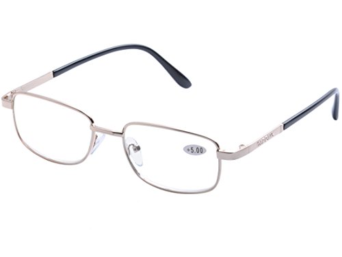 Preisvergleich Produktbild DEDING Herren Damen Metall Vollrand Lesebrille (GOLD, +6.0)