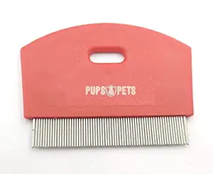 Pups&Pets Cat Flea Comb Stainless Steel Teeth with Plastic Handle - Red Color...