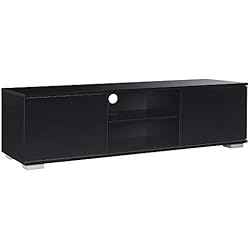 [en.casa] Meuble TV avec Compartiments et Portes Buffets Bas téléviseur Armoire Bas 34,5cm x 120cm x 40cm MDF Noir