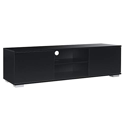 [en.casa] Meuble TV avec Compartiments et Portes Buffets Bas téléviseur Armoire Bas 34,5cm x 120cm x 40cm MDF Noir