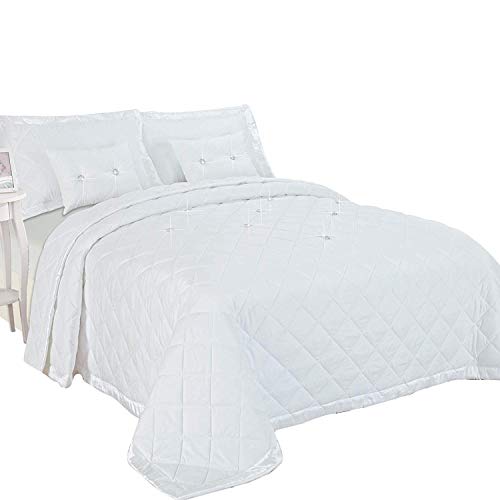 ml MassAri Limited White 5 Piece Quilted Bedspread Diamond Bedding Comforter Throw Bed set Reversibl ml MassAri Limited White 5 Piece Quilted Bedspread Diamond Bedding Comforter Throw Bed set Reversibl