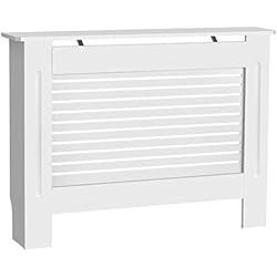 Finether Painted Cache-radiateur Armoire Meubles de Maison Horizontal Design Moderne à Lattes en MDF Blanc, Taille M
