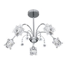 Searchlight Fabia 5 Ceiling Light in chrome and glass/crystal (8525-5CC)