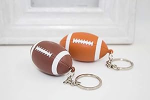 Quesuc 2-Piece Rugby Keychain With LED Light Key Ring Mini Simulation Rugby Fans Gift Accessories