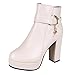 Produktbild Damen Stiefeletten Kolylong® Frauen Kurz Stiefel Elegant Dicker Hoch Absatz Plateau wasserdichte Winterstiefel mit Reißverschluss Schnalle Hochzeit Braut Schuhe High Heels Freizeitstiefel
