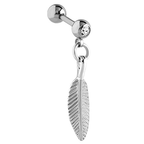 TDi Body Jewellery Plumes d'acier Charm Barre de tragus. Barre en acier chirurgical. Taille Jauge de 1,2 mm, longueur 6 mm.