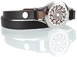 Dream Lassie Aromatherapy Essential Oils Diffuser Locket Bracelet Black Leather Band for women and for mens