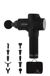 HEALTHTREK Deep Tissue Percussion Muscle Massage gun with 10 Replaceable Heads, 30 Adjustable Speed, Brushless Motor, 2500 mAh Battery for Pain Relief & Recovery