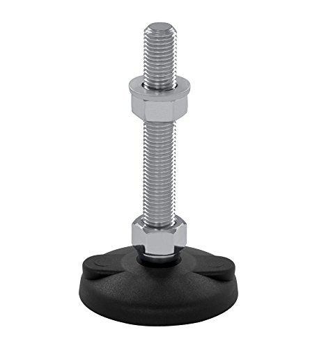 Height-adjustable machine foot KFB 80 N M20x180, Ø 79mm, thread M20, thread length 180mm, plastic/steel chrome plated with anti-slip plate, for floor mounting