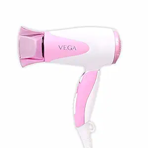 VEGA Blooming Air Foldable 1000 Watts Hair Dryer With Heat & Cool Setting And Detachable Nozzle (VHDH-05), Color May Vary, (Made In India)