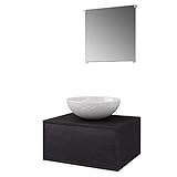 armario lavabo encimera Material: Conglomerado vidaXL Set de Mobiliario de Cuarto Baño 3 Piezas Negro Lavabo Mueble y Espejo