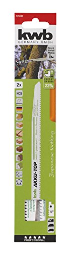 kwb AKKU-TOP Säbelsägeblatt (2 Stück, für Holzbearbeitung, HCS Kohlenstoffstahl, Länge 240/218mm) u.a. für Makita JR3050T, Einhell TC-AP 650 E - 4