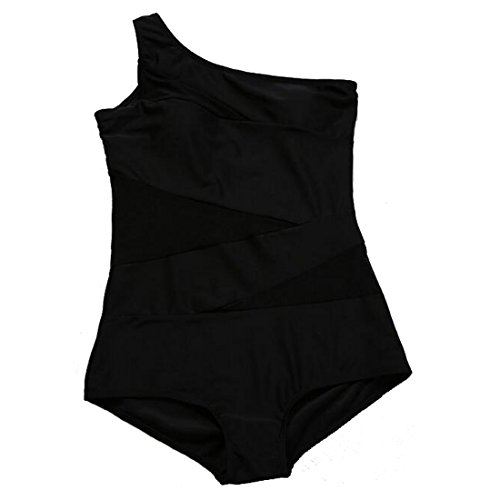 GWELL Damen Mesh Hollow One Shoulder Plus Size Push Up Einteilige Badeanzug Bademode Badebekleidung - 3