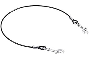 Mogoko Pet Dog Car Seat Belt Restraint, Coated Stainless Steel Chew Proof Dog Vehicle Safety Tether Cable, Double Clip No-Chew Pet Car Lead-4 Sizes (24 inch)