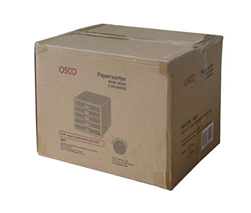 Osco M5T-SLV - Organizador de documentos de malla met  lica con 5 niveles  color plateado