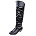 Produktbild SALE!Damen Stiefel,stiefeletten für damen,stiefeletten damen mit absatz,WINWINTOM Frauen Kniehohe Stiefel Einfarbig Flache Lederstiefel Slip-On Stiefel Party Schuhe Schwarz 43