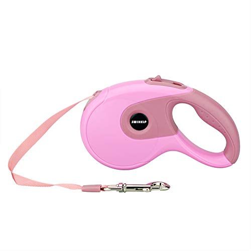 SWIHELP Retráctil Correa para Perro, Mascotas Correa Extensible Freno y Lock Nylon Cuerda Pequeño Mediano Grande, 5 m (Rosa)