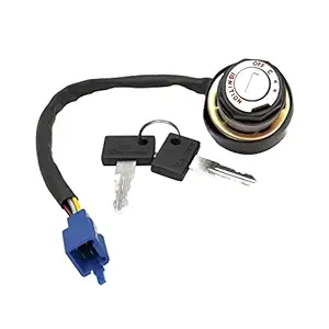 Deutsche Black Cylindrical Finish New Ignition Starter Lock Compatible with TVS Max-100 /R (4 Wires), Switch Lock with 2 Keys
