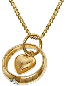 trendor Gold-Taufring mit Herz an 42 cm goldplattierter Kette 78261