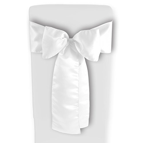 Gräfenstayn Stuhlschleife Louisa aus Satin 275×15 cm Satinschleife Schleifenband (Weiß) - 3