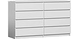 Größe: 97x120x40cm (H/B/T) RADgermany Moderne Kommode 8 Schubladen 120cm BREIT Schubladenkommode Weiß NEU