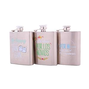 Lote de 15 Petacas Metal Frases Happy – Detalles Bodas Hombres y Mujeres muy originales para cualquier tipo de evento. Sorprende a tus invitados!