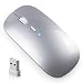 Produktbild Vannico Maus Kabellos Wiederaufladbare, 2.4G Wireless Mouse Funkmaus Geräuschlose Tragbar Mäuse Optische Business Maus mit USB Empfänger, Maus für PC Laptop (Silber)
