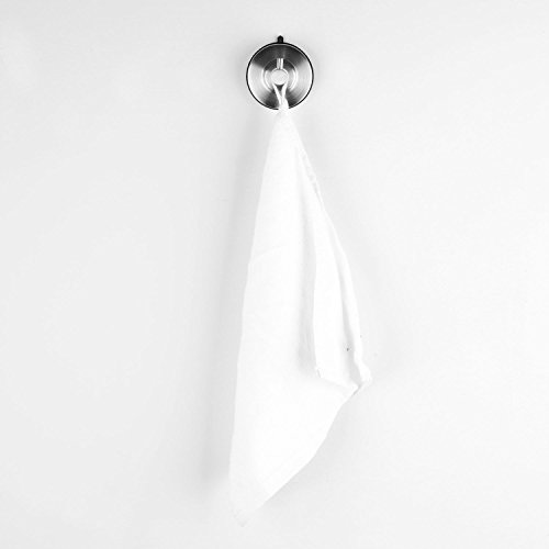 MYTK 2 Pcs Stainless Steel Suction Cup Towel Hooks With 1 Piece White Towel - 4