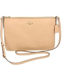 COACH-Bolso bandolera, diseño de mujer, cierre con cremallera, bolsillo trasero interno,-Female Beige
