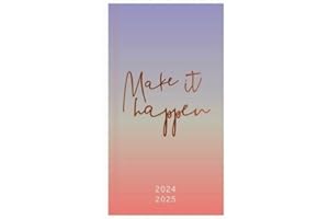 SHINEONE Premium Slim Hardback Academic Diary 2024-2025 WTV Paper Week to View Mid Year Slimline Hardback Fashion Cover Diary, Planner (Make It Happen)