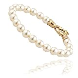 Perlenarmband in Creme-weiss mit gold-farbenden Verschluss