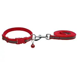 W9 Nylon Leash with Collar Set for Puppy-1.5 cm (Red)