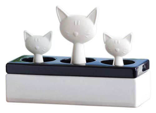 WENKO 52608100 Luftbefeuchter Katzenfamilie – Keramik-Verdunster, Keramik, 22 x 15.5 x 8.5 cm, Weiß - 2