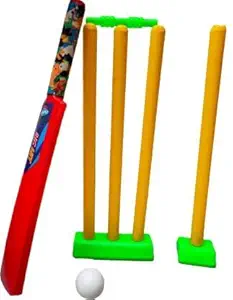 Mahi Zone Plastic Cricket Kit Juniors Size for Age Group 6-10 Years | Bat & Ball with Wicket Set for Kids (Multicolor) ,CRICKSET9