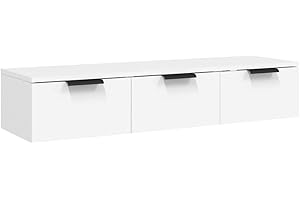 vidaXL Armario de Pared Mueble Aparador Almacenaje Cajones Colgante para TV Estante Flotante Salón Decoración Madera Contrachapada Blanco