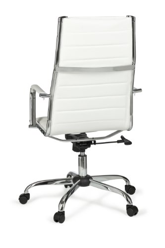 AMSTYLE Bürostuhl GENF 1 Bezug Kunstleder Weiß Design Schreibtischstuhl XXL 110kg Chefsessel höhenverstellbar Drehstuhl ergonomisch mit Armlehnen Rücken-Lehne Wippfunktion verstellbar Schalensitz hoch - 