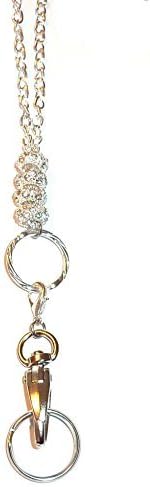 Chain White Bling Fashion Women's Beaded Lanyard 34", Key and badge holder (Magnetic Breakaway Clasp)