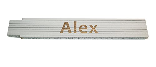 Preisvergleich Produktbild Persönlicher Zollstock / Meterstab weiß mit Gravur Alex