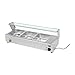 Royal Catering - RCBM-3 - Speisenwärmer Bain Marie Chafing Dish (95 x 40 x 16 cm, 1300 W, 3 Becken, Ablasshahn, bis 80 °C) silber