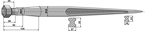 Frontladerzinken Ballenzinken Zinken für Frontlader 1100mm M 22X1,5 - 2