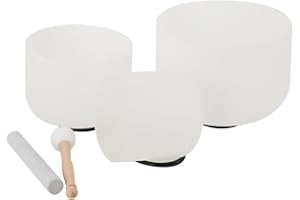 SUDEG Crystal Singing Bowl, 3pcs Sacral A/G/F Chakra 6/8/10 Inch Singing Bowl Crystal Bowl with Mallet & Bag,Crystal Quartz Bowls for Sound Healing & Yoga Meditation