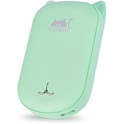 VEIERSIA Rechargeable Portatif Chauffe-Mains USB 6000mAh, Réchauffement Double Face, Cadeau de Noel Saint Valentin Cadeau (Vert)