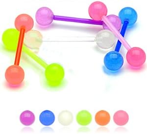 Jewellery Sleuth Set of 6 Glow in the Dark BioFlex Tongue Bars