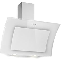 Klarstein Sabia 90 - Hotte aspirante à extraction d'air, Support mural, Verre de sécurité, Recyclage d'air, 3 niveaux de puissance, 600m³/h, Rétroéclairage LED, 90 cm de largeur, Blanc