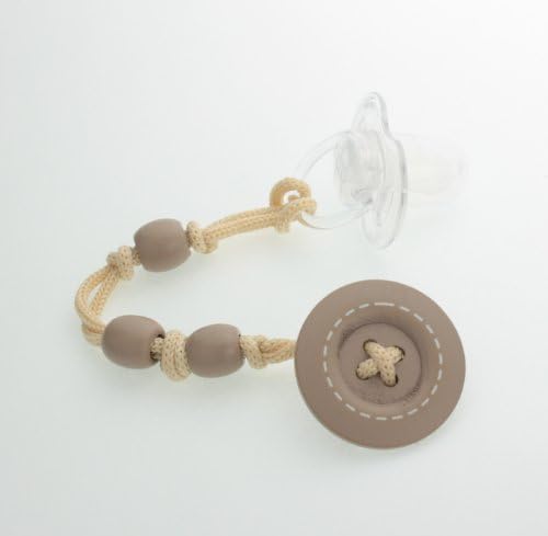 Crystal Dream Tan Wooden Button Berry Ribbon Jeanky Pacifier Clip (JBT)