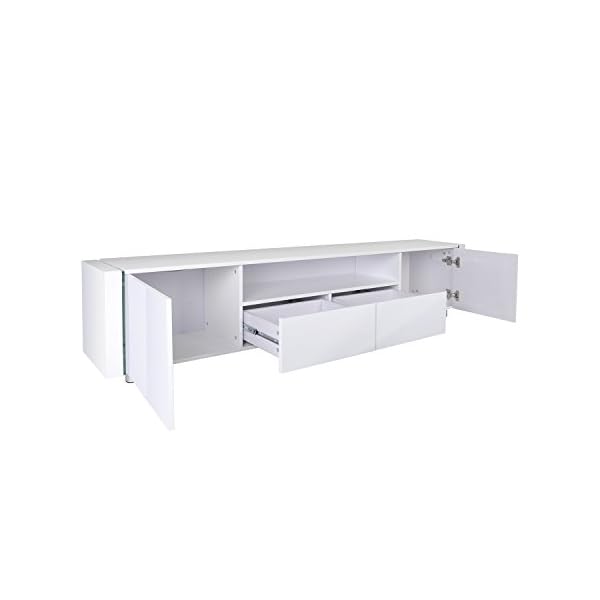 TV Cabinet, HST Mall Modern High Gloss White TV Unit Stand 205cm Free LED RGB Lights Home TV Furniture - Image 7