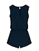 Allegra K Women Round Neck Elastic Waist Cut Out Back Summer Romper Navy Blue L